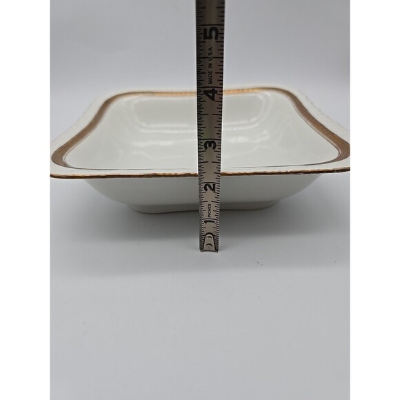 Rorstrand Sweden Large Square Porcelain Bowl #521 Gold Ribbon Pattern 8.5" - Picture 7 of 8